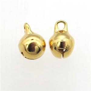 stainless steel Christmas Bell pendant, gold plated, approx 8mm dia [SSB0254]