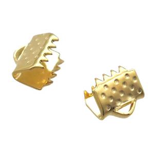 stainless steel clip cord end, gold plated, approx 6-7mm [SSB0268]