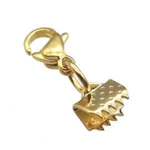stainless steel clip cord end, gold plated, approx 6-15mm [SSB0270]