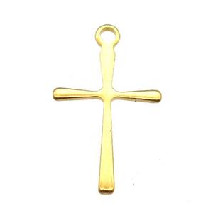 stainless steel cross pendant, gold plated, approx 10-16mm [SSB0272]