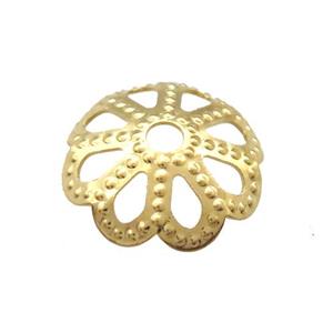 stainless steel beadcaps, gold plated, approx 11mm dia [SSB0277]