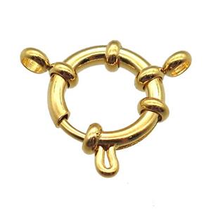 stainless steel Clasp with spring, gold plated, approx 12mm dia [SSB0282-12MM]