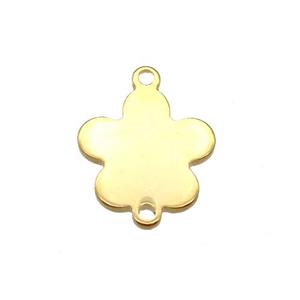 stainless steel flower connector, stampings, gold plated, approx 12-14mm [SSB0289]