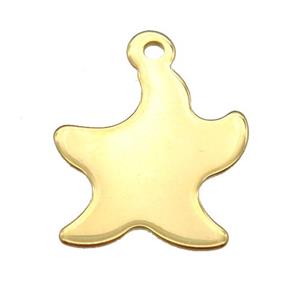 stainless steel star pendant, gold plated, approx 14-18mm [SSB0295]