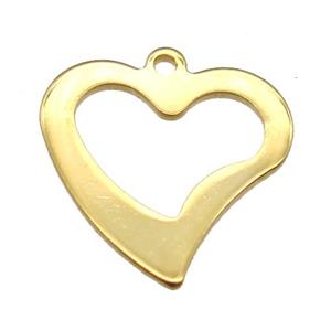 stainless steel heart pendant, stampings, gold plated, approx 15mm [SSB0296]