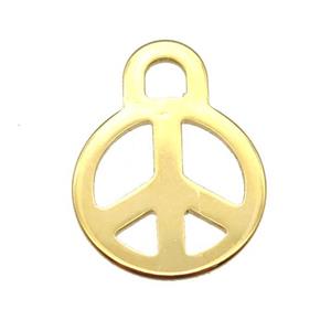 stainless steel stampings pendant, peace sign, gold plated, approx 14-18mm [SSB0302]
