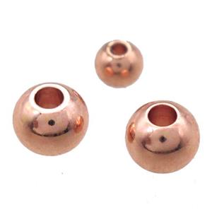 round stainless steel beads, rose gold, approx 4mm dia [SSB0307-4MM]
