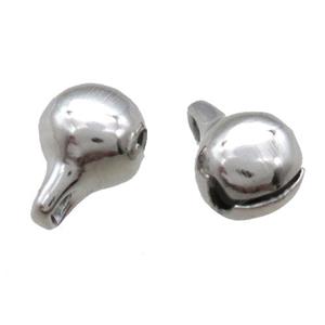 stainless steel bell pendant, platinum plated, approx 6mm dia [SSB0310-6MM]