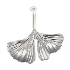 raw stainless steel leaf pendant, approx 25-27mm [SSB0316]