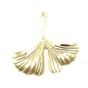 stainless steel leaf pendant, gold plated, approx 25-27mm [SSB0317]