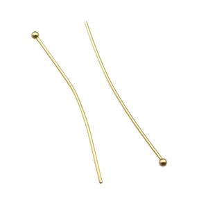 stainless steel ball headpins, gold plated, approx 40mm length [SSB0318]