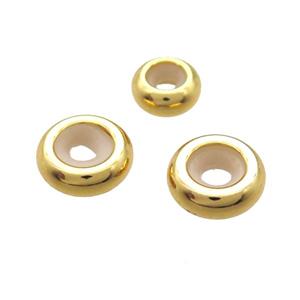 stainless steel rondelle beads, gold plated, approx 10mm dia [SSB0320-10MM]