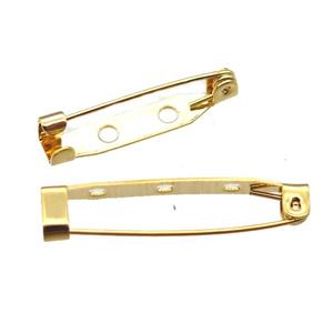 stainless steel brooch clip, goldplated, approx 32mm length [SSB0332-32MM]
