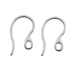 stainless steel Hook Earwire, platinum plated, approx 12-22mm [SSB0333]