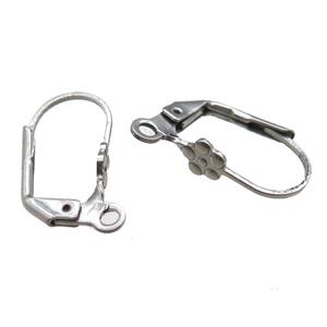 stainless steel Leaveback Earrings, platinum plated, approx 10-19mm [SSB0337]