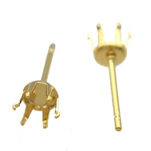 stainless steel Stud Earrings, gold plated, approx 5mm [SSB0349]