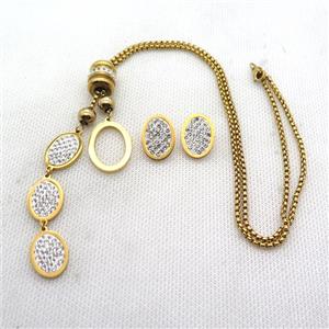 stainless steel necklace and earring, gold plated, approx 2.5mm, 13-18mm, 18-25mm, 13-18mm [SSNK142]