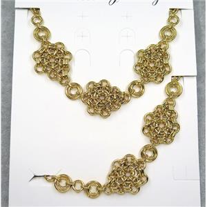 stainless steel necklace and bracelet, gold plated, approx 9-30mm, 42cm length, 20cm length [SSNK55]