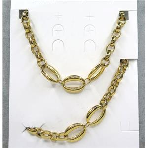 stainless steel necklace and bracelet, gold plated, approx 10-25mm, 42cm length, 20cm length [SSNK58]