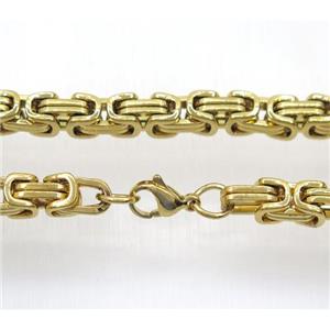 stainless steel necklace, gold plated, approx 6.5mm, 60cm length [SSNK78]