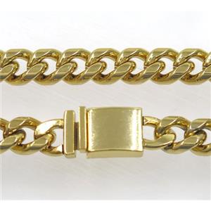 stainless steel necklace, gold plated, approx 10x13.5mm, 56cm length [SSNK85]