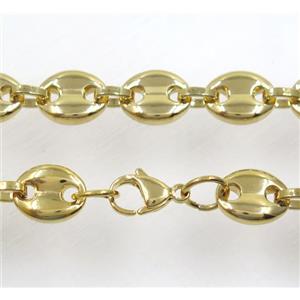 stainless steel necklace, gold plated, approx 11x14mm, 58cm length [SSNK87]