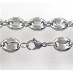 stainless steel necklace, approx 11x14mm, 58cm length [SSNK88]