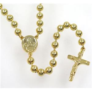 stainless steel necklace with cross, gold plated, approx 6mm, 20-30mm, 60cm length [SSNK89]