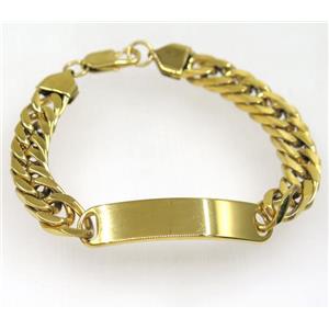 Stainless Steel Bracelet, gold plated, approx 10x17mm, 20cm length [SSTBT19]