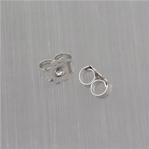 Sterling Silver Earrings Back, platinum plated, approx 4mm [STS0021]