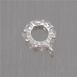 Sterling Silver hanger pave zircon, platinum plated, approx 6.5mm dia [STS0025]