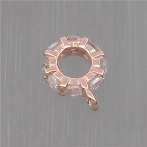 Sterling Silver hanger pave zircon, rose gold, approx 6.5mm dia [STS0026]