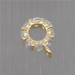 Sterling Silver hanger pave zircon, gold plated, approx 6.5mm dia [STS0027]