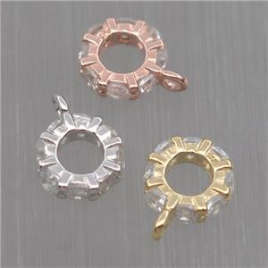 Sterling Silver hanger bail pave zircon, mixed color, approx 6.5mm dia [STS0028]