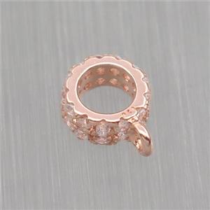 Sterling Silver hanger pave zircon, rose gold, approx 6mm dia [STS0029]