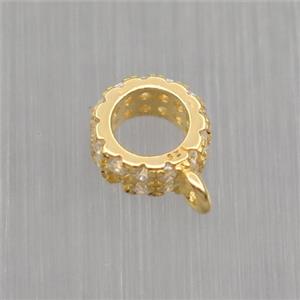 Sterling Silver hanger pave zircon, gold plated, approx 6mm dia [STS0031]