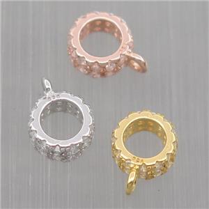 Sterling Silver hanger bail pave zircon, mixed color, approx 6mm dia [STS0032]