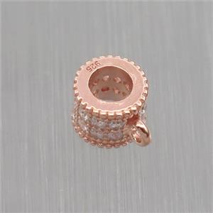 Sterling Silver hanger pave zircon, rose gold, approx 4.5-6mm [STS0033]