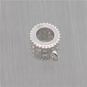 Sterling Silver hanger pave zircon, platinum plated, approx 4.5-6mm [STS0034]