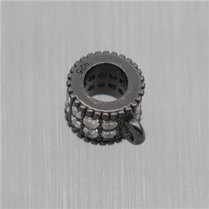 Sterling Silver hanger pave zircon, black plated, approx 4.5-6mm [STS0036]