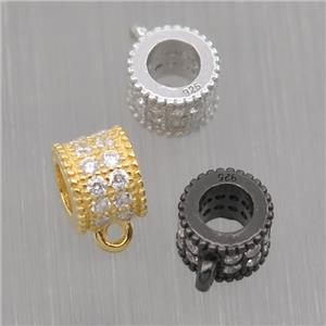Sterling Silver hanger pave zircon, mixed plated, approx 4.5-6mm [STS0037]