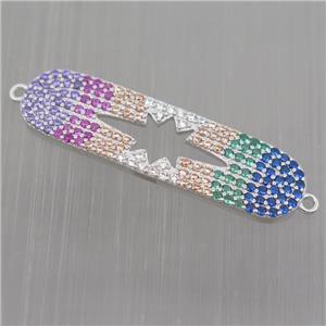 Sterling Silver northstar connector paved zircon, platinum plated, approx 8-30mm [STS0085]