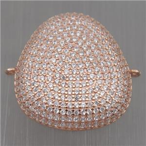 Sterling Silver teardrop connector paved zircon, rose gold, approx 20-22mm [STS0088]