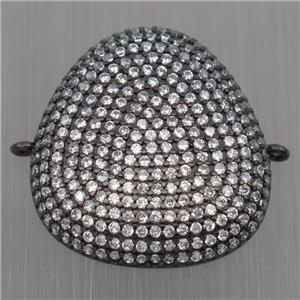 Sterling Silver teardrop connector paved zircon, black plated, approx 20-22mm [STS0091]
