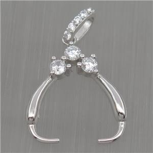 Sterling Silver clasp paved zircon, platinum plated, approx 17-20mm [STS0098]