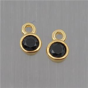 Sterling Silver pendant paved zircon, gold plated, approx 4mm dia [STS0105]