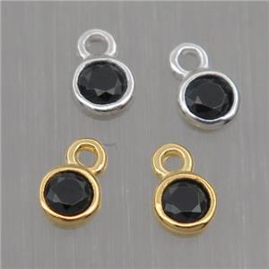 Sterling Silver pendant paved black zircon, mixed color, approx 4mm dia [STS0106]