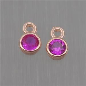 Sterling Silver pendant paved zircon, rose gold, approx 4mm dia [STS0107]