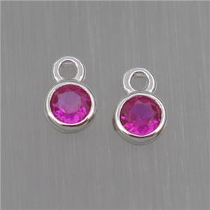 Sterling Silver pendant paved zircon, platinum plated, approx 4mm dia [STS0108]