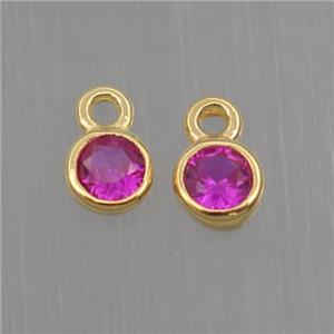 Sterling Silver pendant paved zircon, gold plated, approx 4mm dia [STS0109]